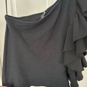 Anthropologie Black One-Shoulder Shirt
